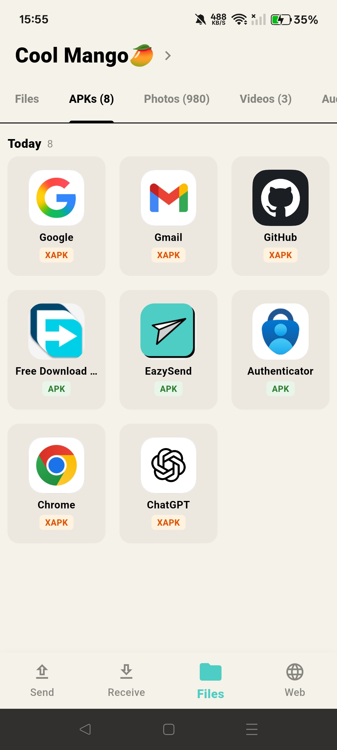 Received APK files in EazySend